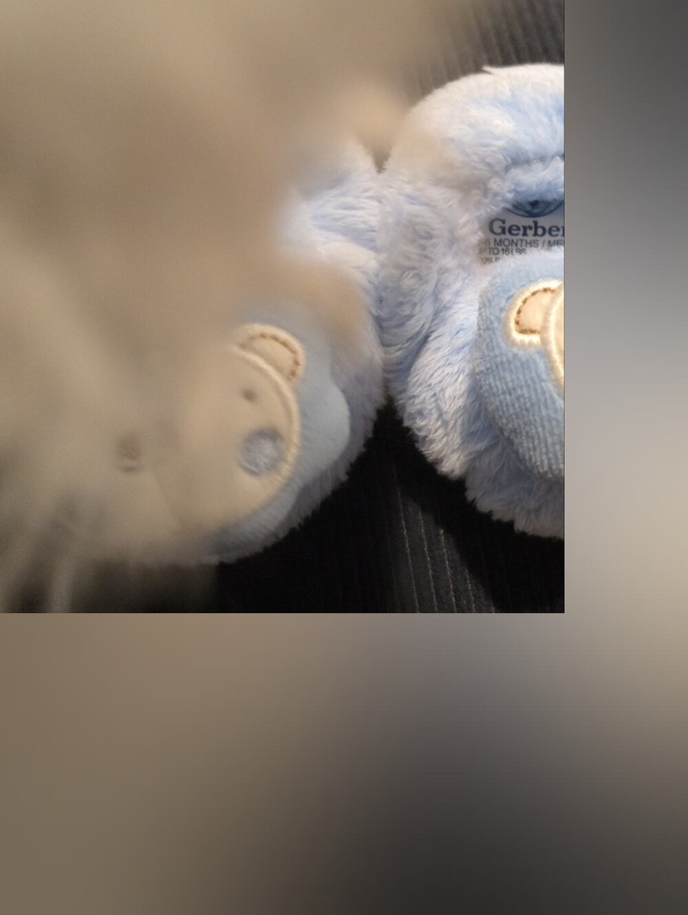 Gerber Light Blue Plush Bear Baby Slippers